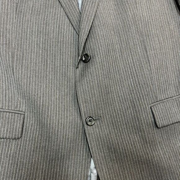 Michael Kors Blazer Men 46L Gray White Pinstripe Perry Ellis Portfolio Jacket - Picture 4 of 8